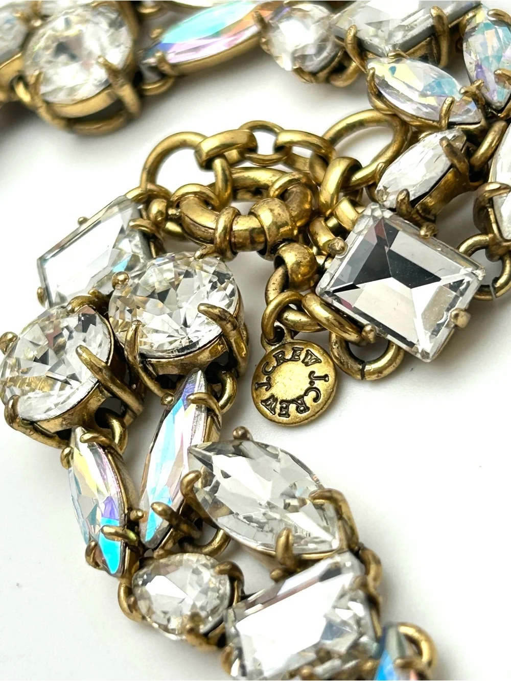 J. Crew Marquis  Emerald Round Crystals Necklace